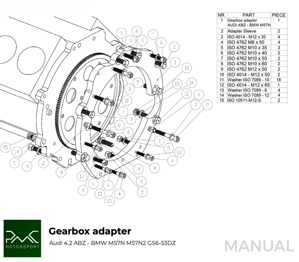 Adapterplatta växellåda AUDI 4.2 ABZ