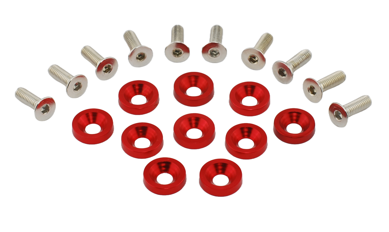 Försänkt bricka med skruv / JDM Fender washer Röd