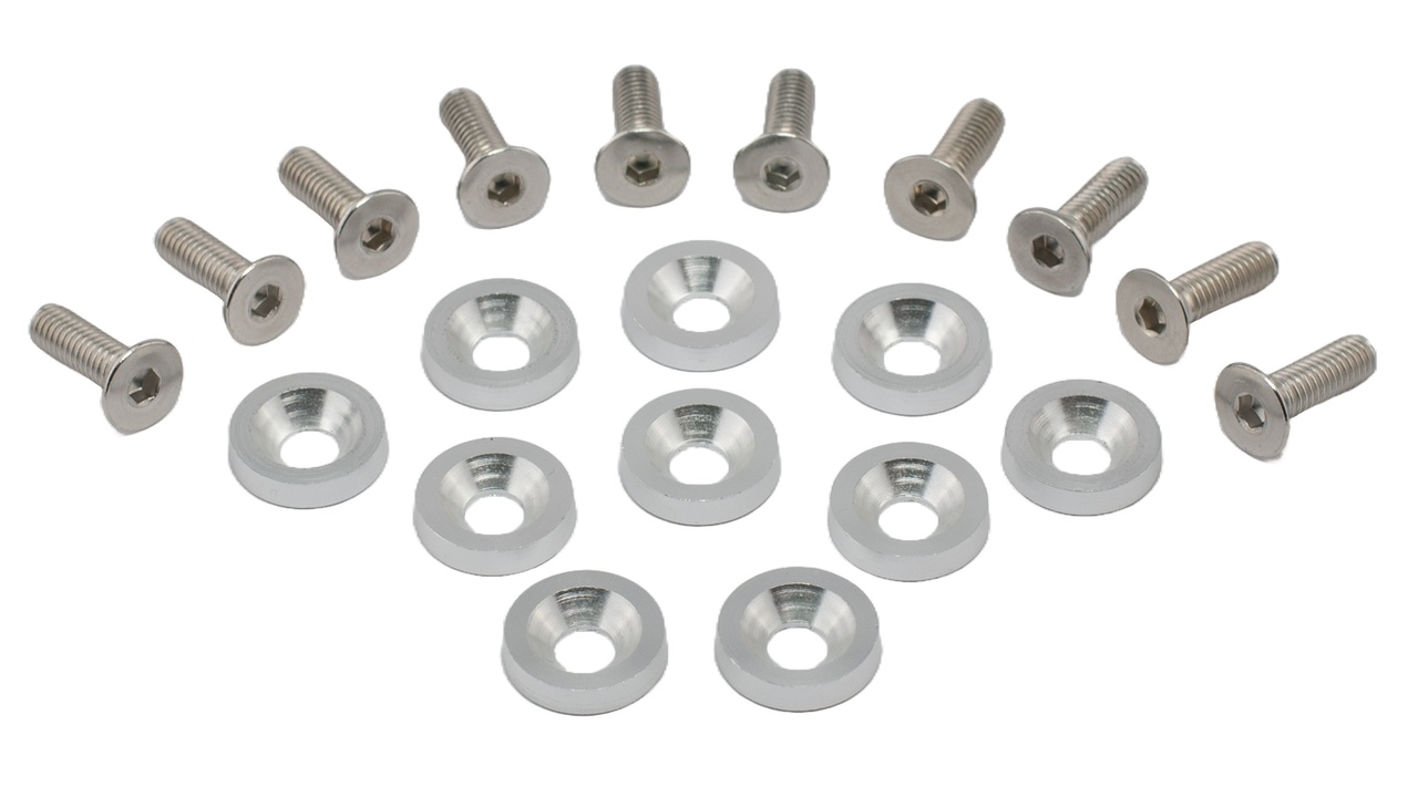 Försänkt bricka med skruv / JDM Fender washer Silver