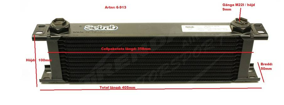 Setrab Oljekylare Svart 13 rader (358mm)