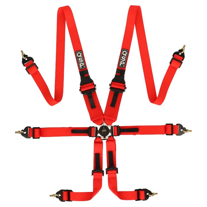 QSP 6-point safety harness FHR Endurance FIA - Red