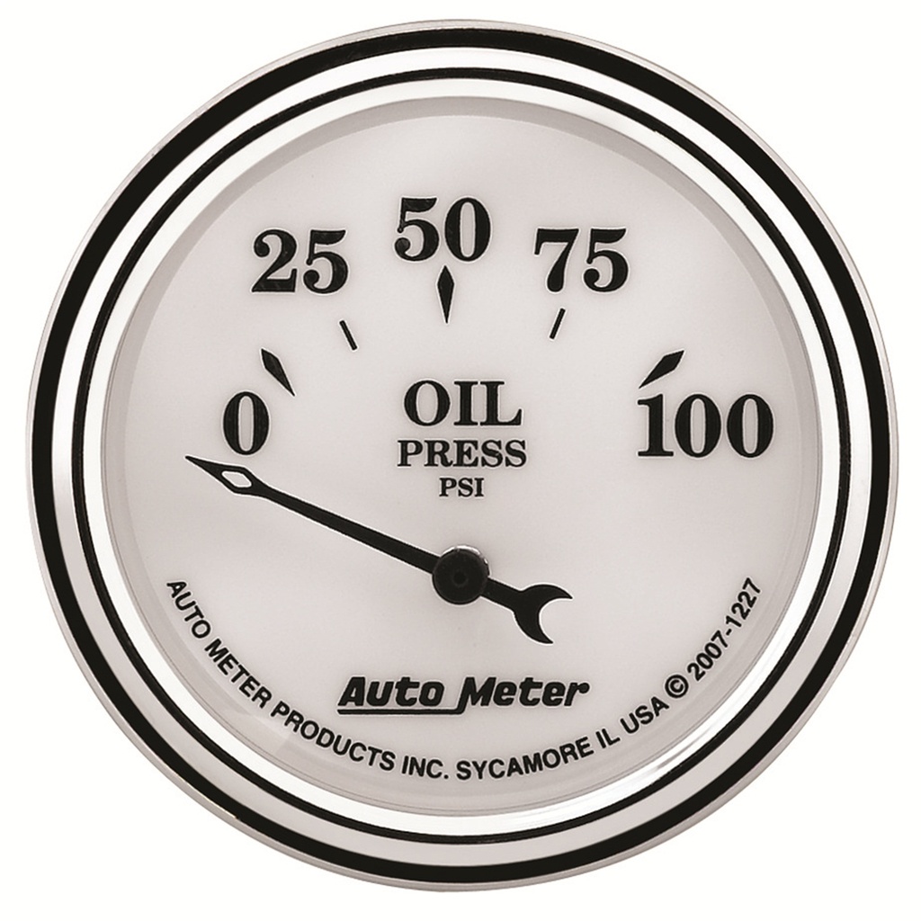 2-1/16" Oljetryck, 0-100 PSI, OLD-TYME WHITE II