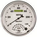 5" Varvmätare/Hastighetsmätare, COMBO, 8K RPM/120 MPH, OLD-TYME WHITE II