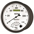 5" Varvmätare/Hastighetsmätare, COMBO, 8K RPM/120 MPH, OLD-TYME WHITE II