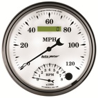 5" Varvmätare/Hastighetsmätare, COMBO, 8K RPM/120 MPH, OLD-TYME WHITE II
