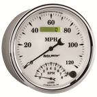 5" Varvmätare/Hastighetsmätare, COMBO, 8K RPM/120 MPH, OLD-TYME WHITE II
