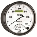 5" Varvmätare/Hastighetsmätare, COMBO, 8K RPM/120 MPH, OLD-TYME WHITE II