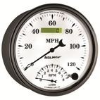 5" Varvmätare/Hastighetsmätare, COMBO, 8K RPM/120 MPH, OLD-TYME WHITE II