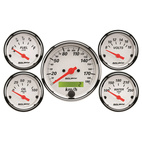 5 PC. Mätar-KIT, 3-1/8" & 2-1/16", ELEC. KM/H SPEEDO., ARCTIC WHITE