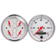 2 PC. Mätar-KIT, 3-3/8" QUAD & Hastighetsmätare,, 240-33 Ω, ARCTIC WHITE