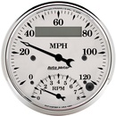 3-3/8" Varvmätare/Hastighetsmätare, COMBO, 8K RPM/120 MPH, OLD-TYME WHITE