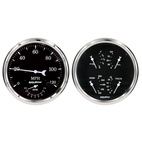 2 PC. Mätar-KIT, 5" QUAD & Varvräknare/SPEEDO, 240-33 Ω, OLD TYME BLACK