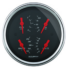 3-3/8" Quad Mätare, 100 PSI/100-250 °F/8-18V/0-90 Ω, DESIGNER BLACK