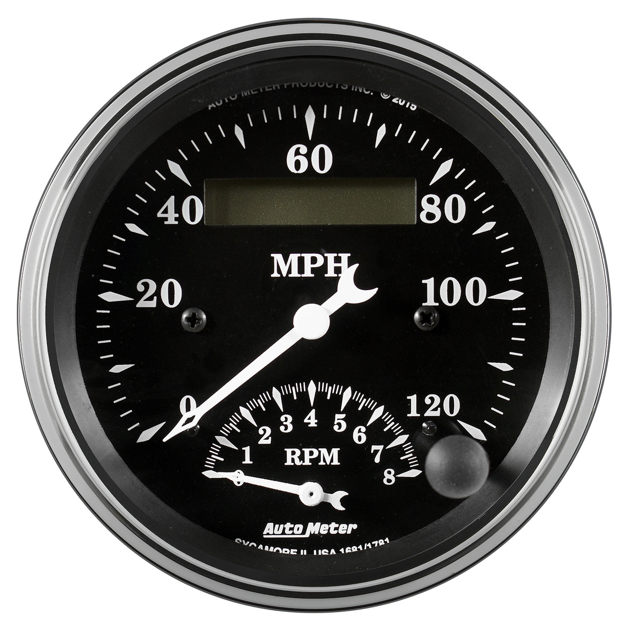3-3/8" Varvräknare/SPEEDO, 120MPH & 8K RPM, ELEC. PROGRAM., OLD TYME BLK