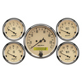 5 PC. Mätar-KIT, 3-1/8" & 2-1/16", ELEC. KM/H Hastighetsmätare,, ANTIQUE BEIGE