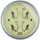 2 PC. Mätar-KIT, 3-3/8" QUAD & Hastighetsmätare,, 240-33 Ω, ANTIQUE BEIGE