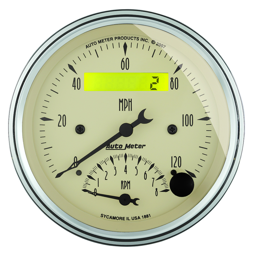 2 PC. Mätar-KIT, 3-3/8" QUAD & Varvräknare/SPEEDO, 240-33 Ω, ANTIQUE BEIGE