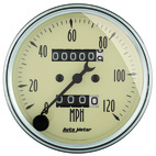 5 PC. Mätar-KIT, 3-1/8" & 2-1/16", MECH. SPEEDO., WTMP & OILP, ANTQ BEIGE