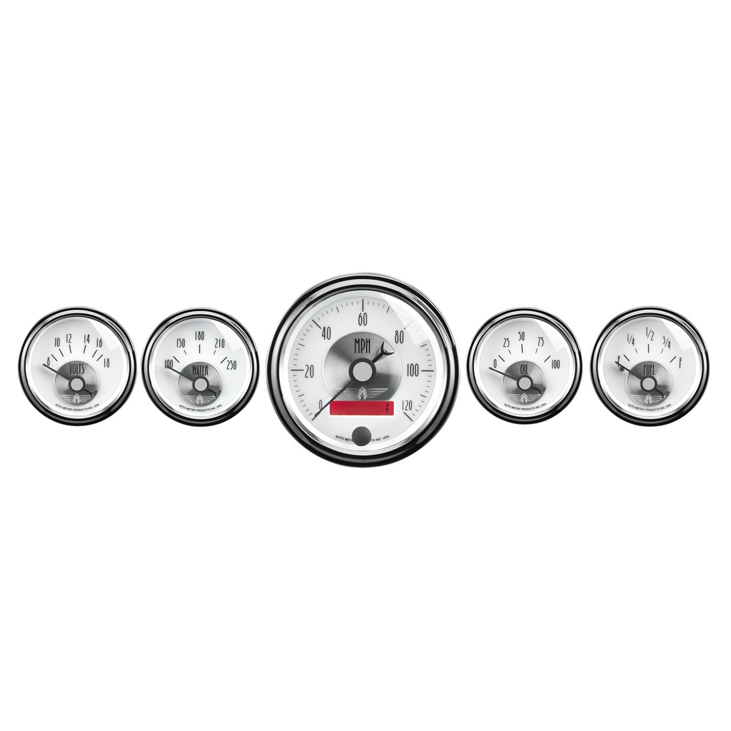 5 PC. Mätar-KIT, 3-3/8" & 2-1/16", ELEC. SPEEDO W/ LCD ODO, PRESTIGE PEARL