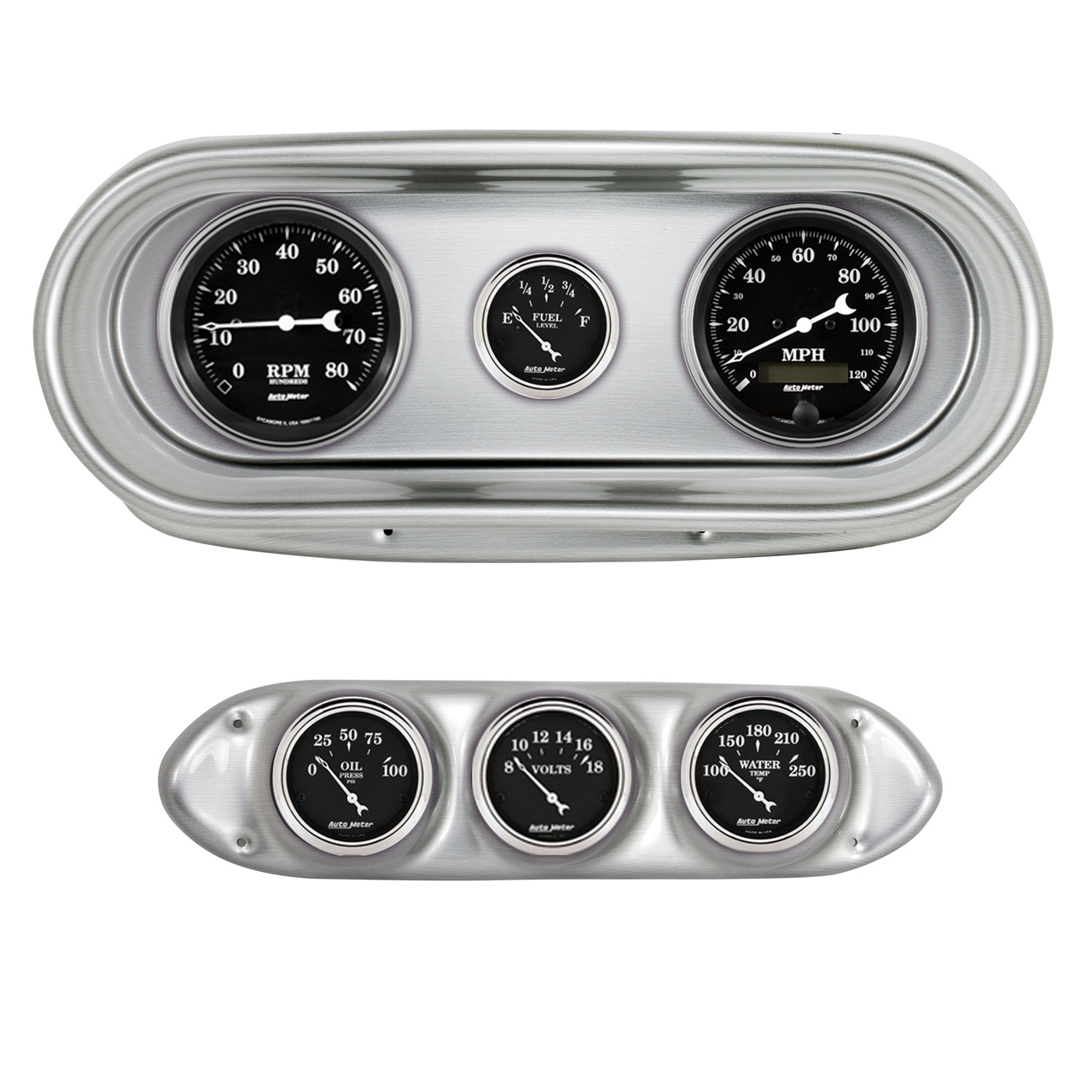 6-mätarpanel, direktmontering, NOVA 62-65, OLD TYME BLACK