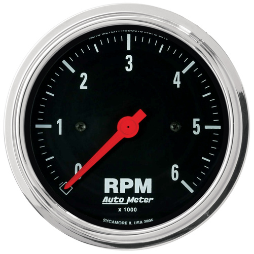 3-3/8" Varvräknare, 0-6,000 RPM, TRADITIONAL CHROME
