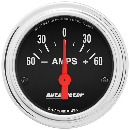 2-1/16" AMMETER, 60-0-60 AMPS, TRADITIONAL CHROME