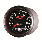 2-1/16" Pyrometer, 0-1600 °F, CHEVY RED BOWTIE, BLACK
