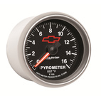 2-1/16" Pyrometer, 0-1600 °F, CHEVY RED BOWTIE, BLACK