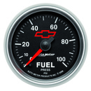 2-1/16" Bränsletryck, 0-100 PSI, CHEVY RED BOWTIE, BLACK