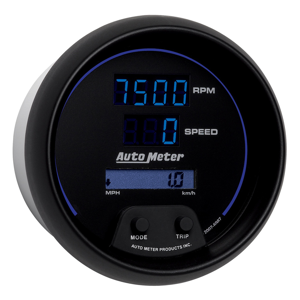 3-3/8" Varvmätare/Hastighetsmätare, COMBO, 10K RPM/260 MPH/260 KM/H, COBALT DIGITAL