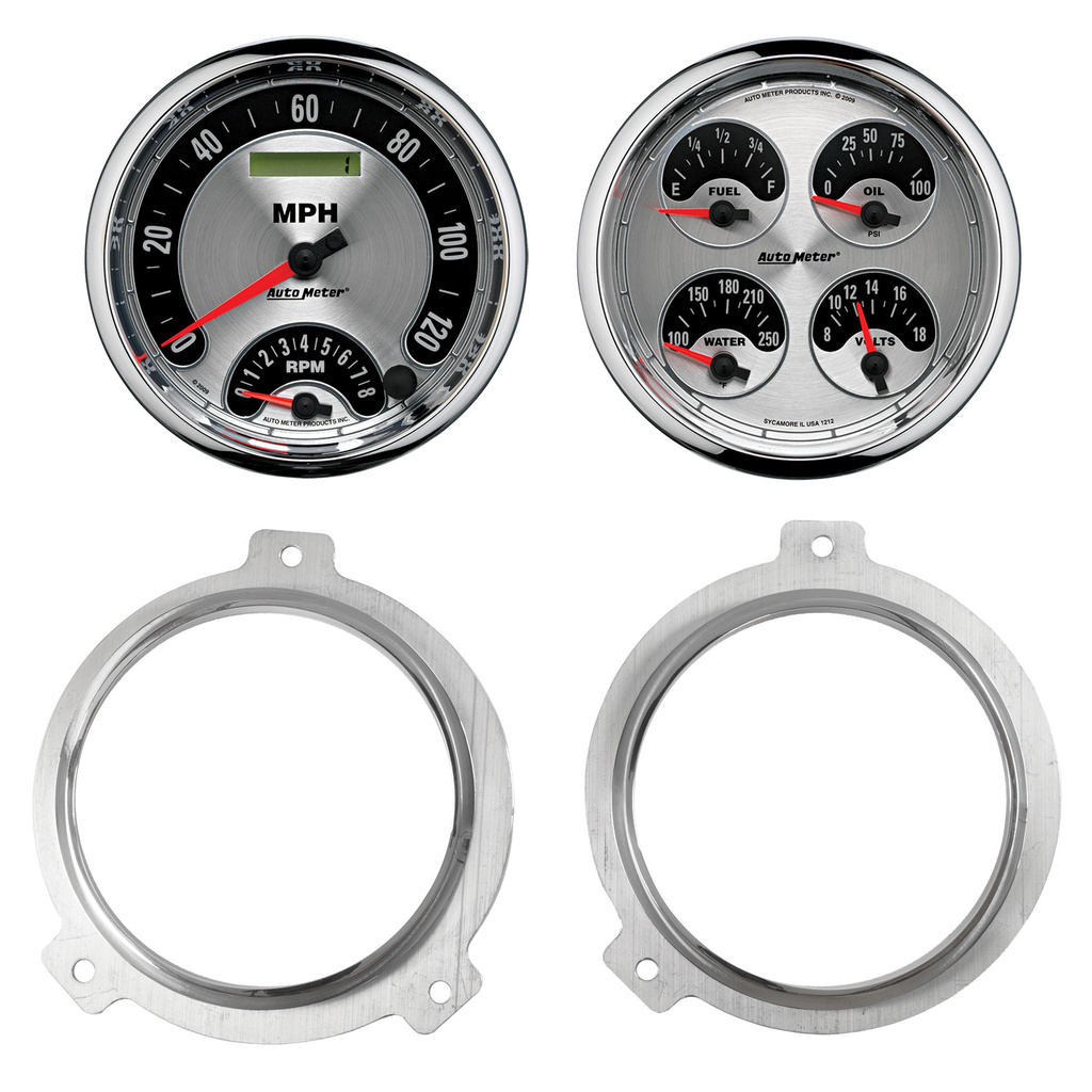 2-mätarpanel, direktmontering, CHEVY CAR 51-52, 2 GAUGE,  AMERICAN MUSCLE