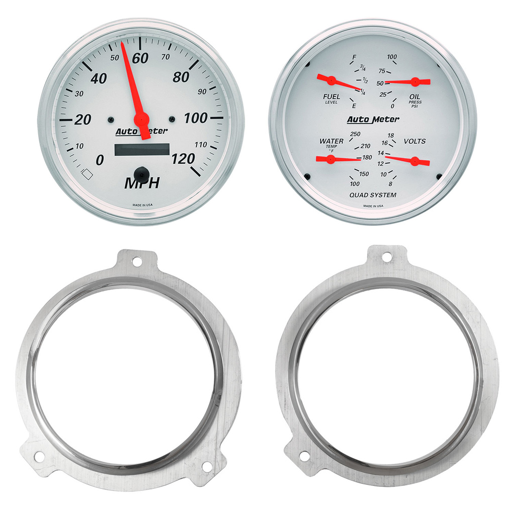 2-mätarpanel, direktmontering, CHEVY CAR 51-52, 2 GAUGE,  ARCTIC WHITE