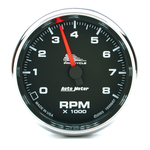2-5/8" Varvräknare, 0-8,000 RPM, BLACK, PRO-CYCLE