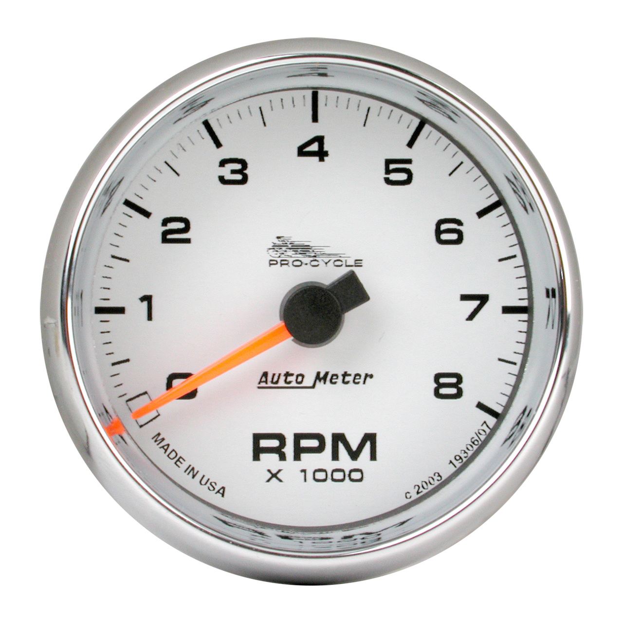 2-5/8" Varvräknare, 0-8,000 RPM, WHITE, PRO-CYCLE