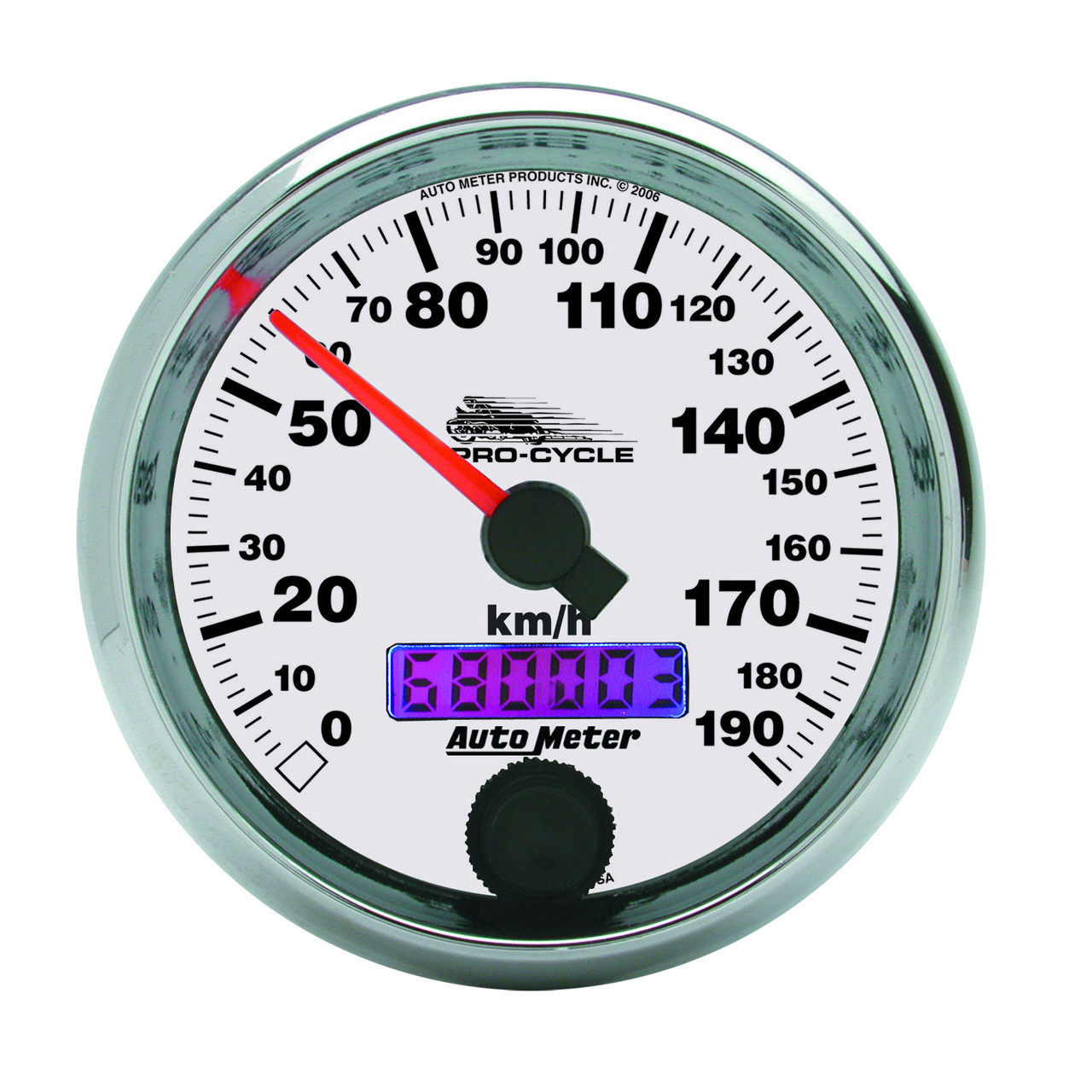 2-5/8" Hastighetsmätare,, 0-190 KPH, WHITE, PRO-CYCLE