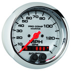 3-3/8" GPS Hastighetsmätare,, 0-140 MPH, MARINE CHROME ULTRA-LITE