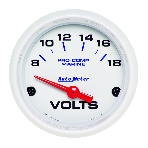 2-1/16" Voltmätare, 8-18V, MARINE WHITE