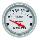 2-1/16" Voltmätare, 8-18V, MARINE SILVER ULTRA-LITE