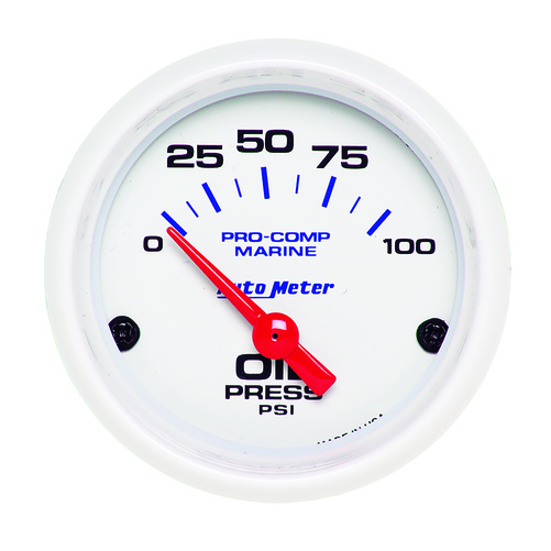 2-1/16" Oljetryck, 0-100 PSI, MARINE WHITE