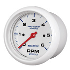 3-3/8" Varvräknare, 0-6,000 RPM, MARINE WHITE