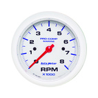 3-3/8" Varvräknare, 0-8,000 RPM, MARINE WHITE