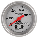 2-1/16" Oljetryck, 0-100 PSI, MARINE SILVER ULTRA-LITE