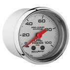 2-1/16" Oljetryck, 0-100 PSI, MARINE CHROME ULTRA-LITE