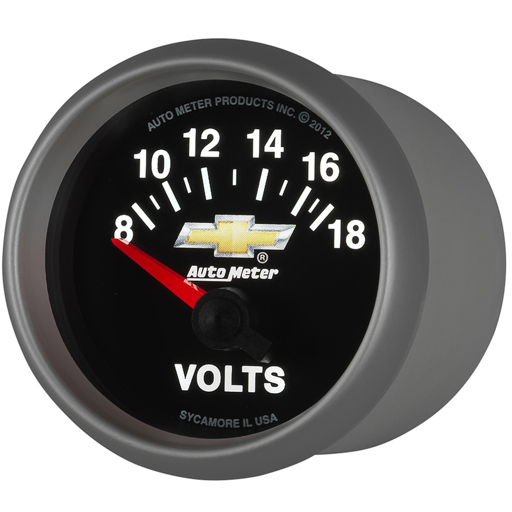 2-1/16" Voltmätare, 18V, ELECTRIC, CHEVY GOLD BOWTIE