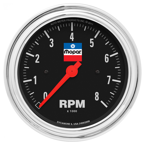 3-3/8" TACH, 8,000 RPM, 4,6,8 CYL, IN-DASH, MOPAR CLASSIC