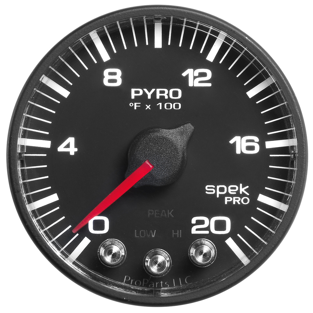 Mätarhållare A-stolpe, 0-60 PSI/0-2000 °F/100-300 °F, 08-10 FORD SUPERDUTY, SPEK-PRO, BLACK DIAL, BLACK BEZEL, FLAT ANTIGLARE LENS