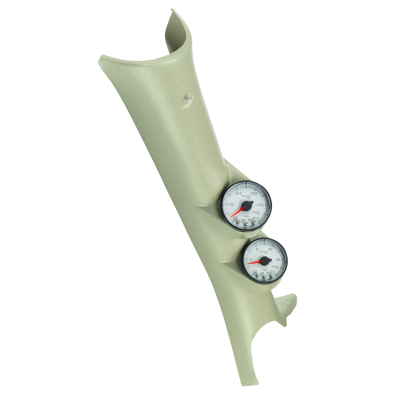 Mätarhållare A-stolpe, 0-60 PSI/0-2000 °F, 03-09 DODGE RAM, SPEK-PR, WHITE DIAL, BLACK BEZEL, FLAT ANTIGLARE LENS