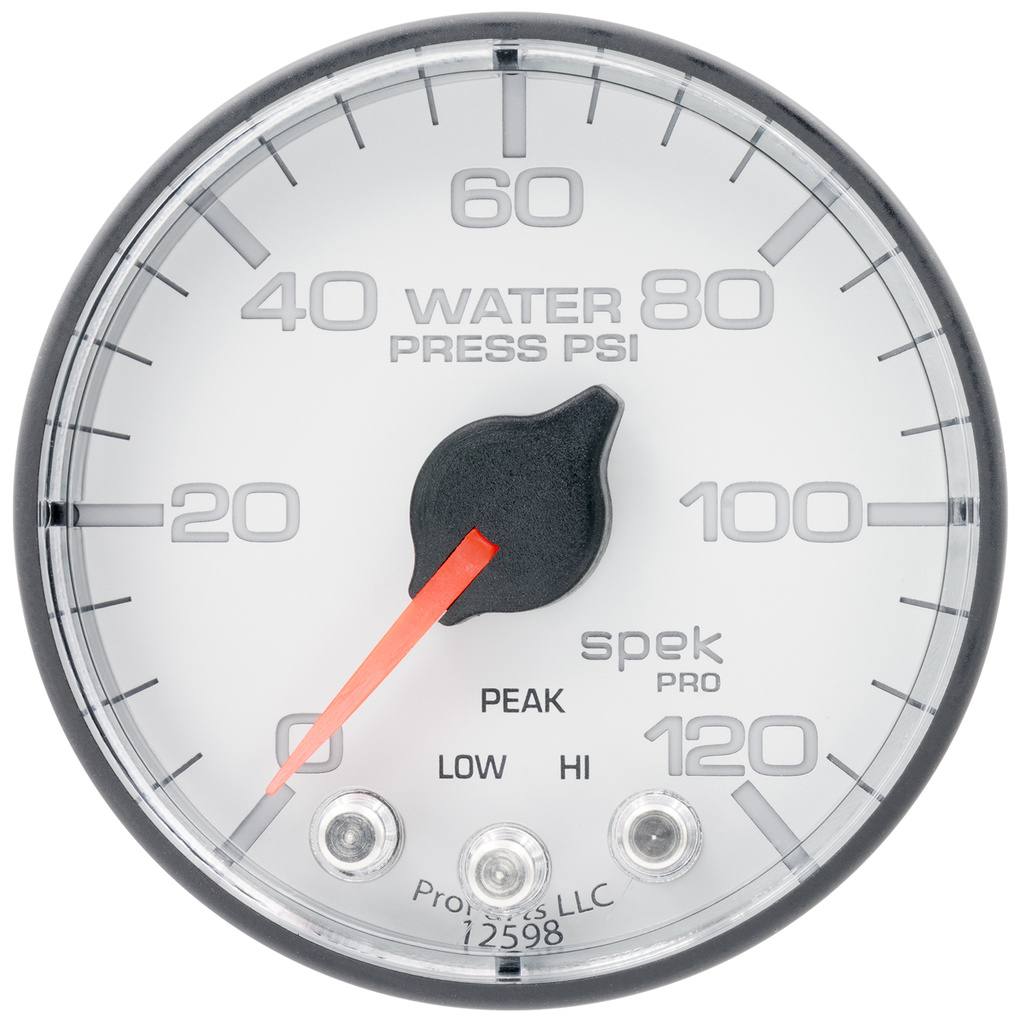 2-1/16" Vattentryck, 0-120 PSI, SPEK-PRO, Vit/Svart