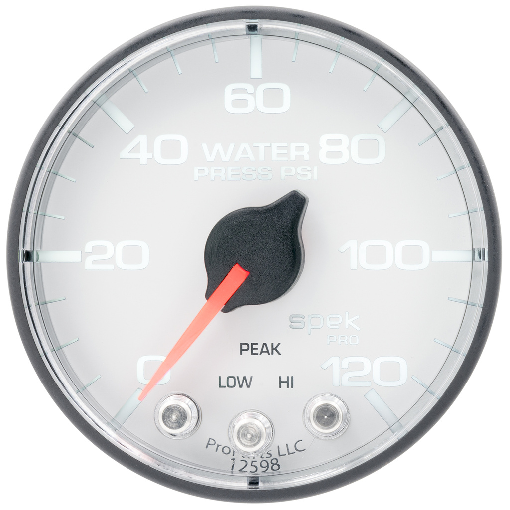 2-1/16" Vattentryck, 0-120 PSI, SPEK-PRO, Vit/Svart