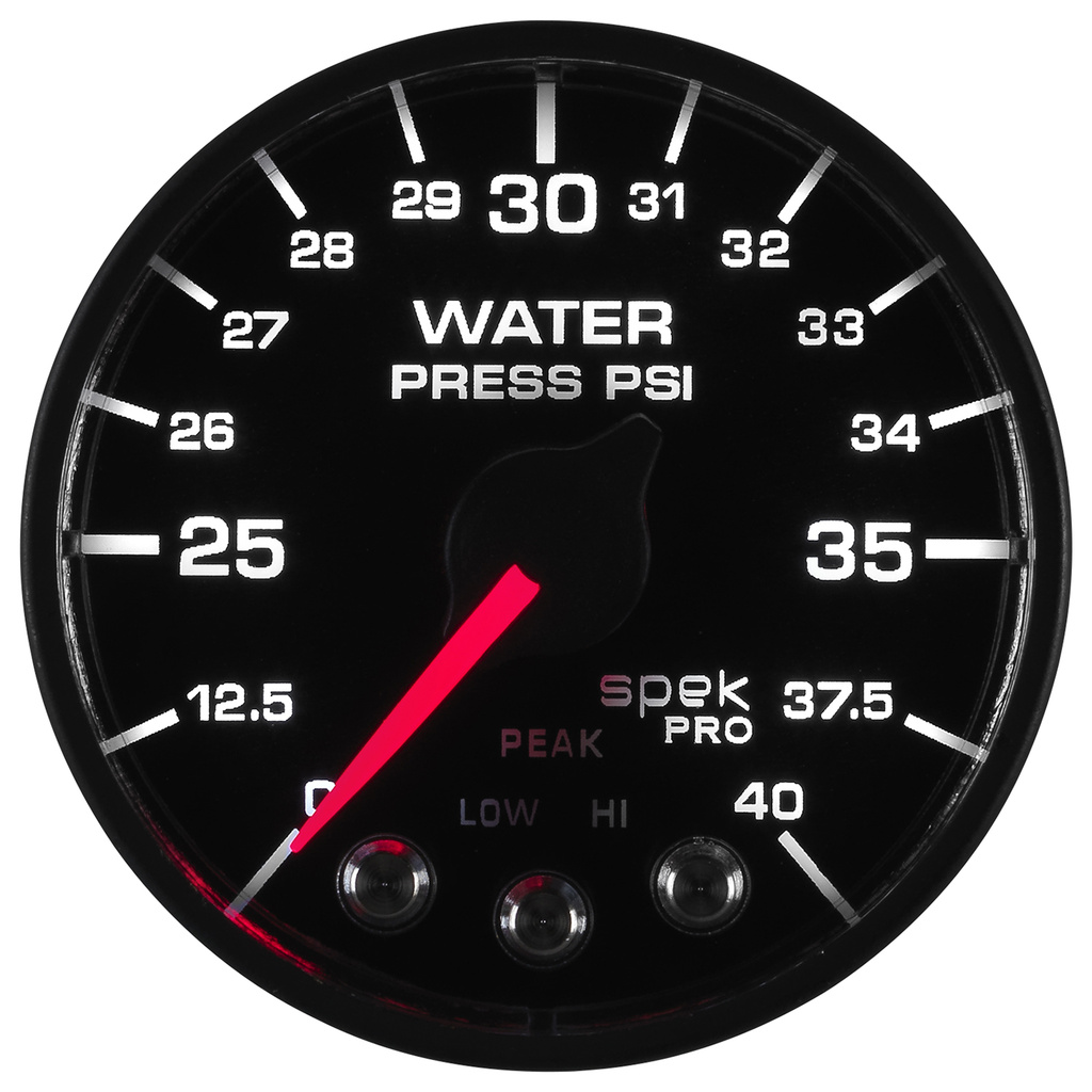 2-1/16" Vattentryck, 0-40 PSI, SPEK-PRO, Svart/Svart, ECU